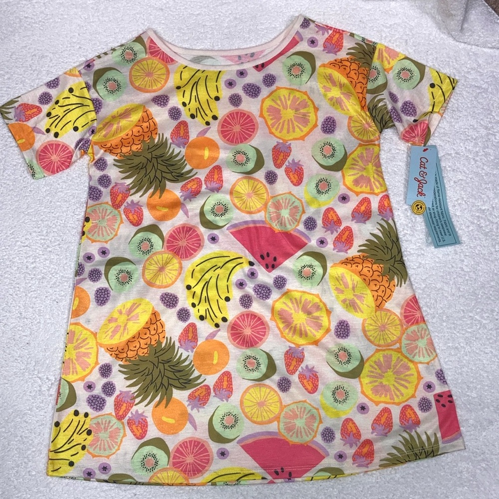 NWT cat & jack summer fruit nightgown nightie medium 8